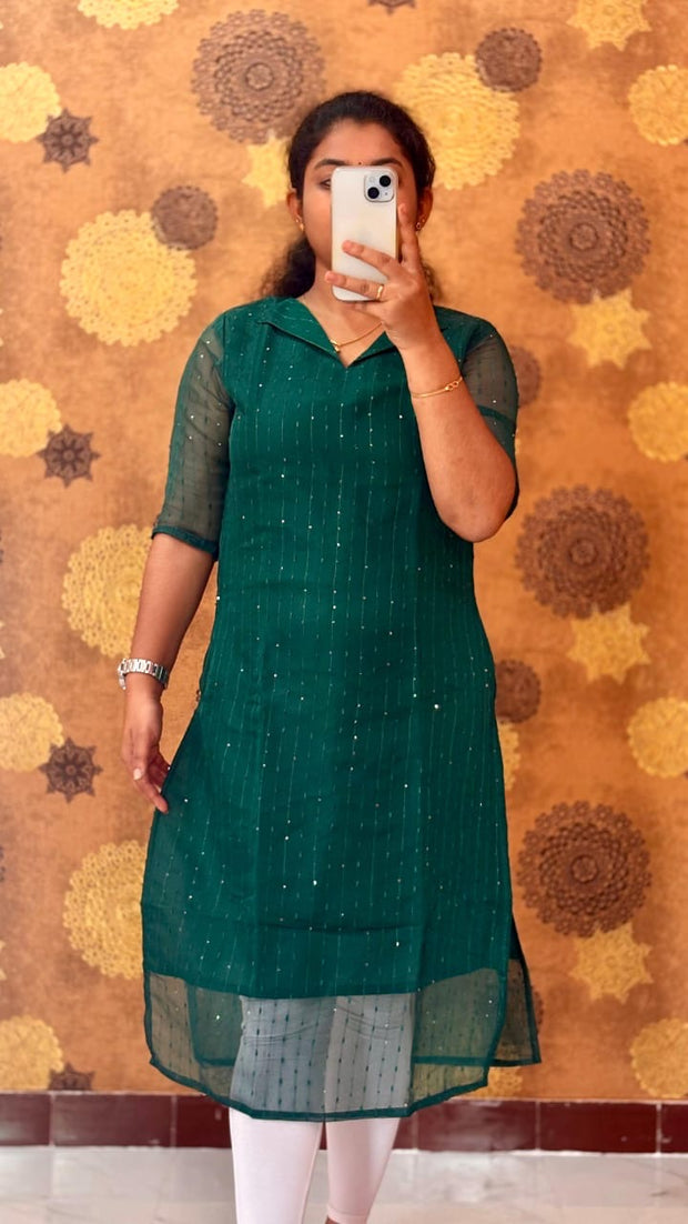 Organza Kurti Sequence with Lining - OSK 1122