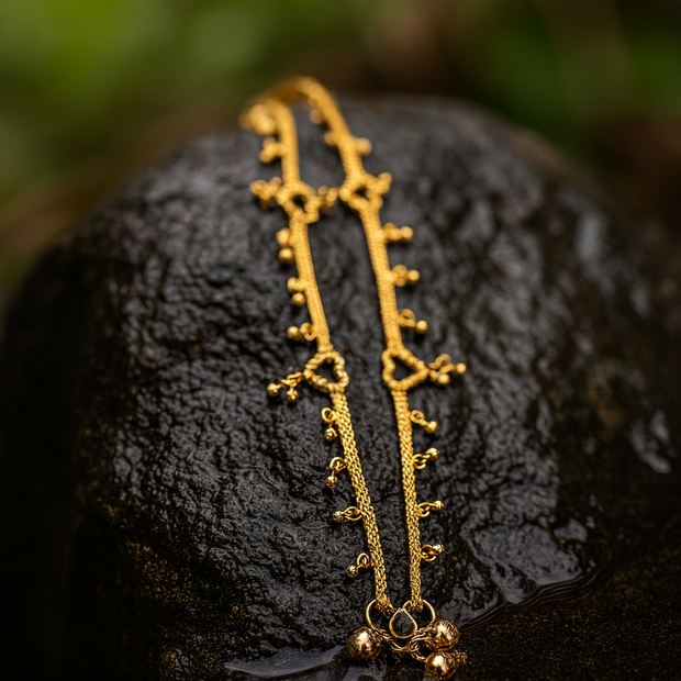 Heart Shape Stunning Gold Look Anklets - ANK - 1122