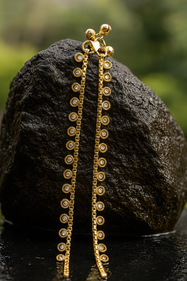 White Stone Stunning Gold Look Anklets - ANK - 1125