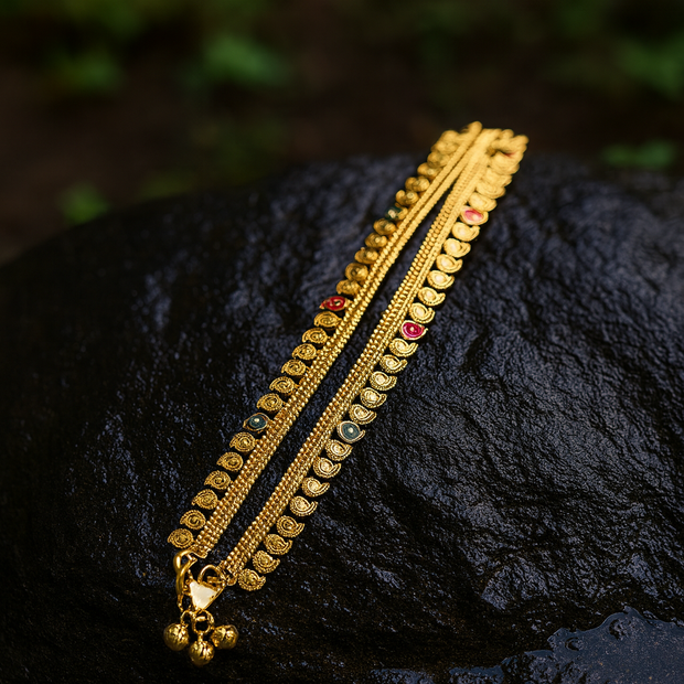 Mango Shape Stunning Gold Look Anklets - ANK - 1119