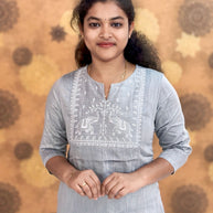 Embroidery Silk Cotton Kurtis - 0004
