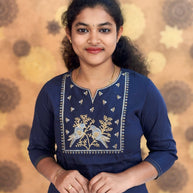 Embroidery Silk Cotton Kurtis - 0005