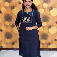 Embroidery Silk Cotton Kurtis - 0005