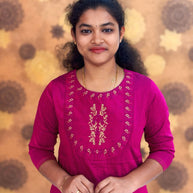 Embroidery Silk Cotton Kurtis - 0001