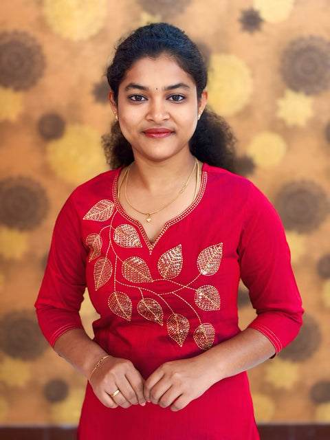 Embroidery Silk Cotton Kurtis - 0002