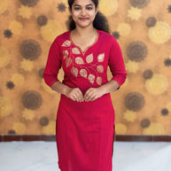 Embroidery Silk Cotton Kurtis - 0002