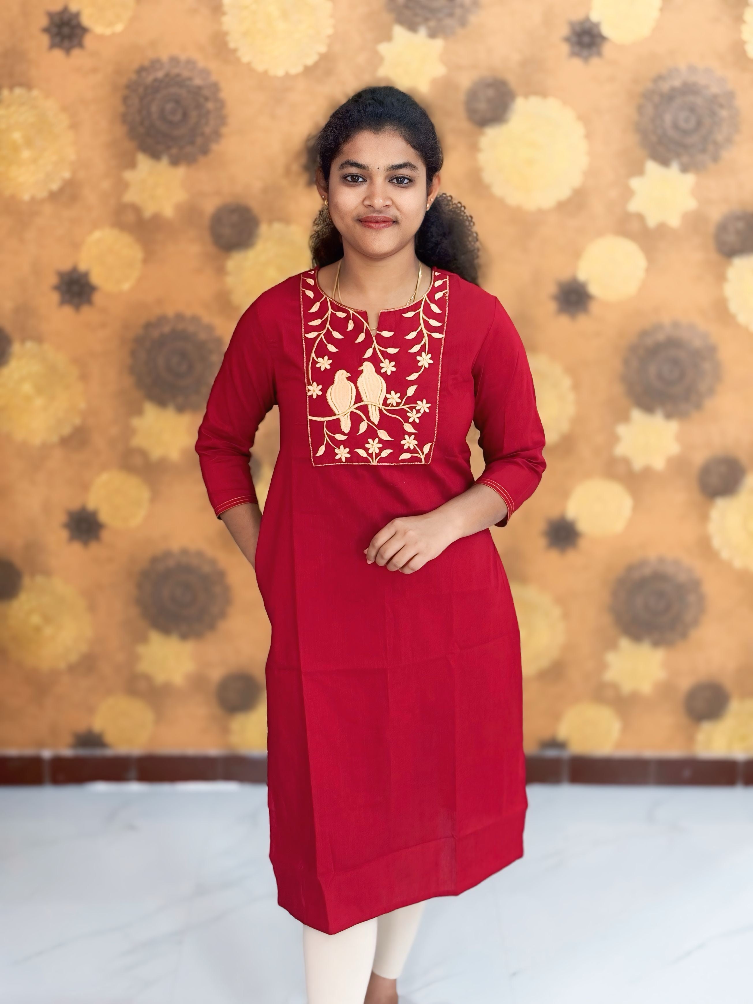 Embroidery Silk Cotton Kurtis - 0003