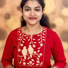 Embroidery Silk Cotton Kurtis - 0003