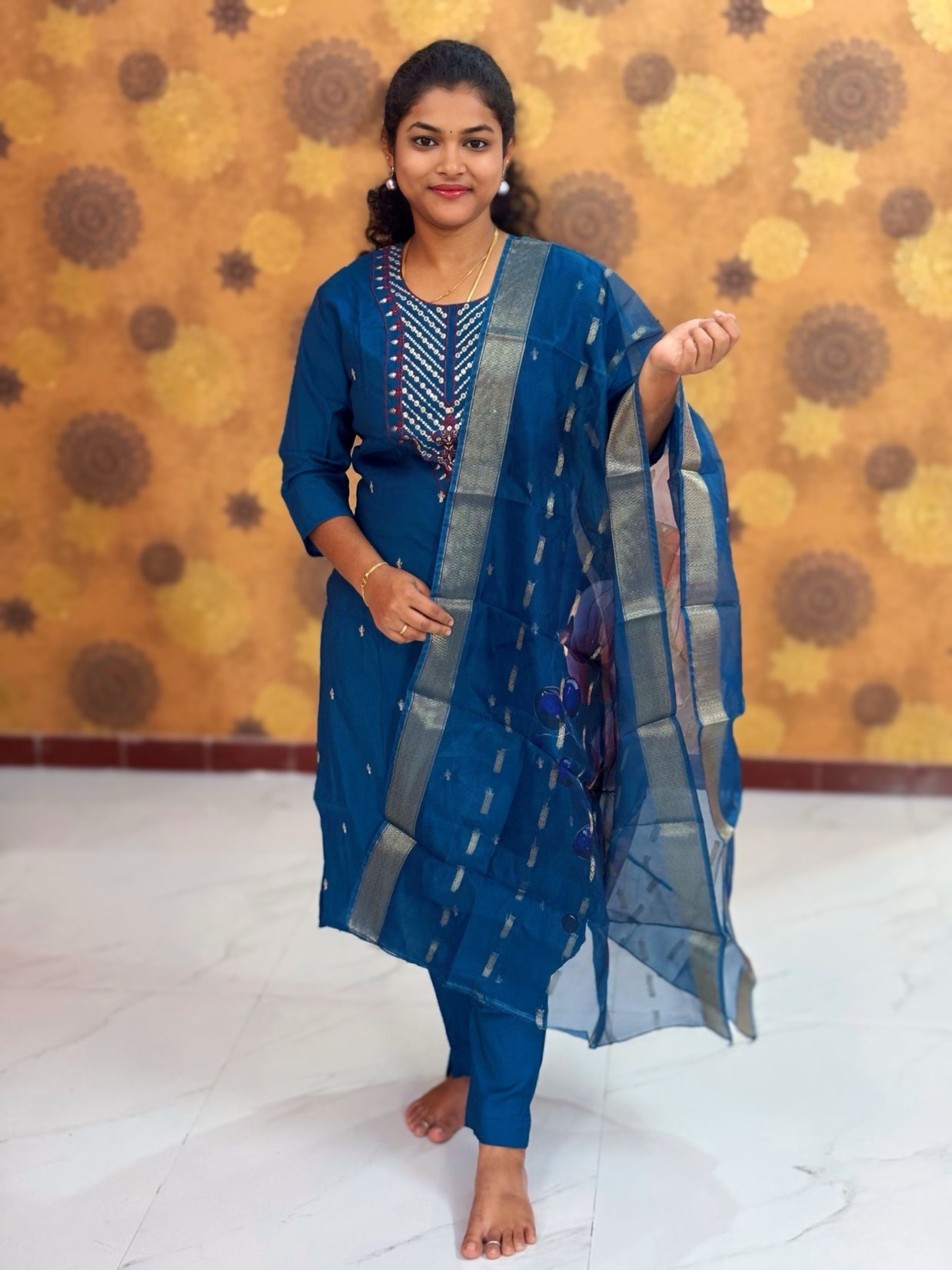 Premium Roman Silk Set with Lining and Dupatta - PRS 1122