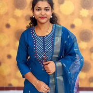 Premium Roman Silk Set with Lining and Dupatta - PRS 1122