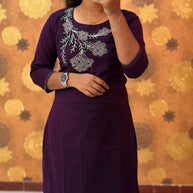 Embroidery Silk Cotton Kurtis - 0006