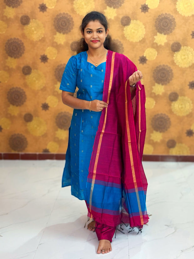 Premium Raw Silk Salwar Set with Lining & Silk Dupatta - RSK 1130