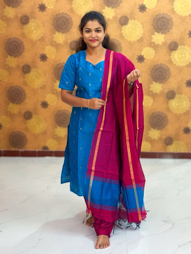 Premium Raw Silk Salwar Set with Lining & Silk Dupatta - RSK 1130