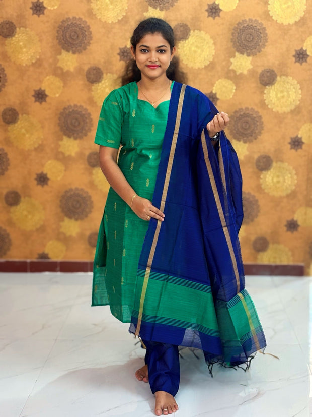 Premium Raw Silk Salwar Set with Lining & Silk Dupatta - RSK 1131