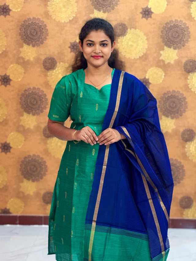 Premium Raw Silk Salwar Set with Lining & Silk Dupatta - RSK 1131