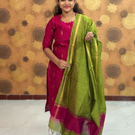 Premium Raw Silk Salwar Set with Lining & Silk Dupatta - RSK 1132