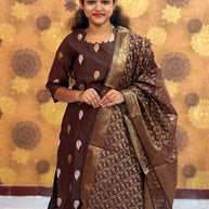 Banarasi Silk Salwar Set with Lining & Silk Dupatta - BSK 1133