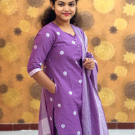 Handloom Butta Cotton Salwar Set with Lining & Cotton Dupatta - HCK 1135