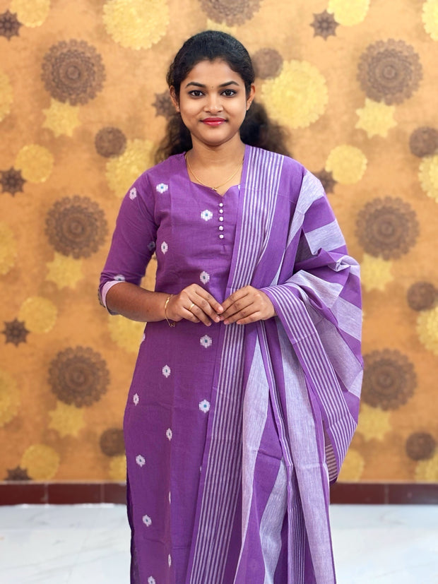 Handloom Butta Cotton Salwar Set with Lining & Cotton Dupatta - HCK 1135