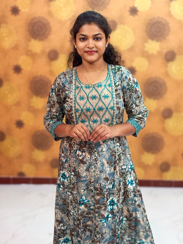 Embroidery Yoke pattern Long Umbrella Kurtis - Max 0010