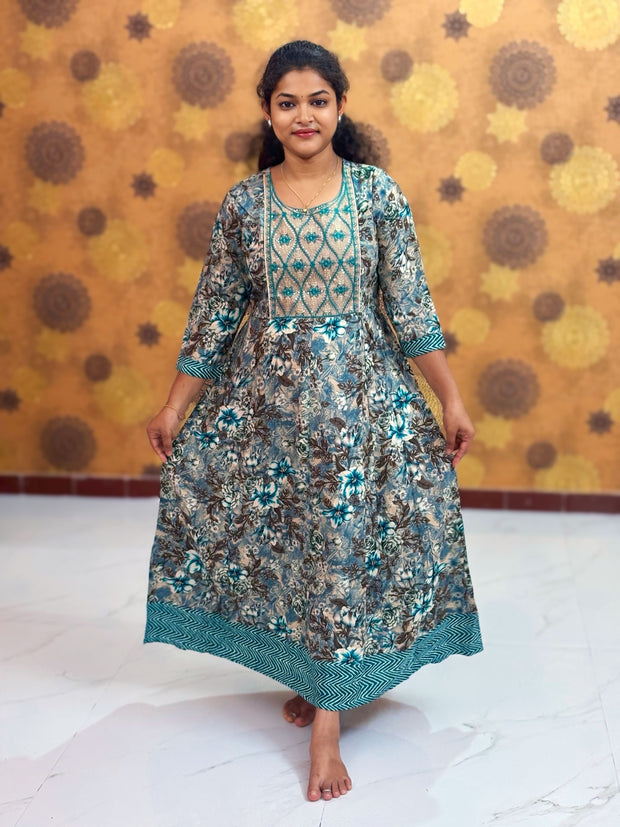 Embroidery Yoke pattern Long Umbrella Kurtis - Max 0010