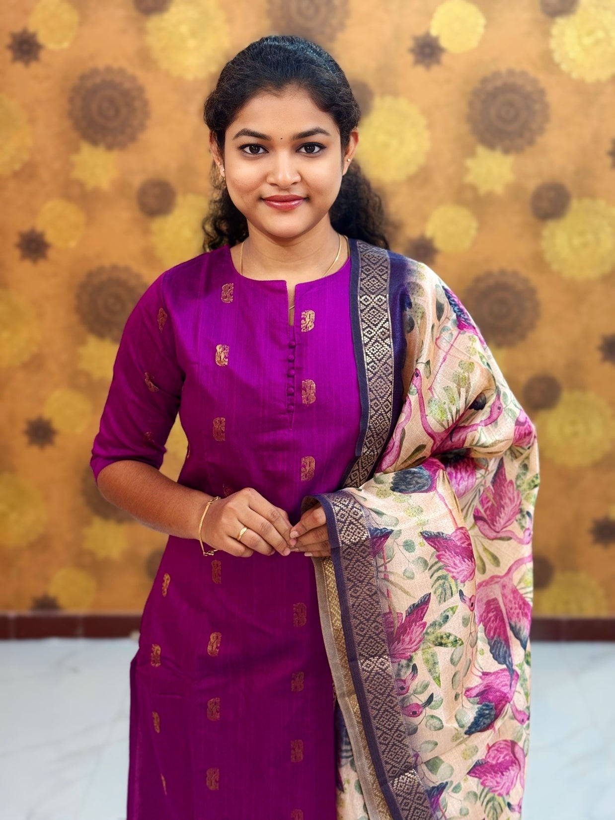 Premium Raw Silk Top with Cotton Lining & Kalamkari Dupatta - RSK 1141