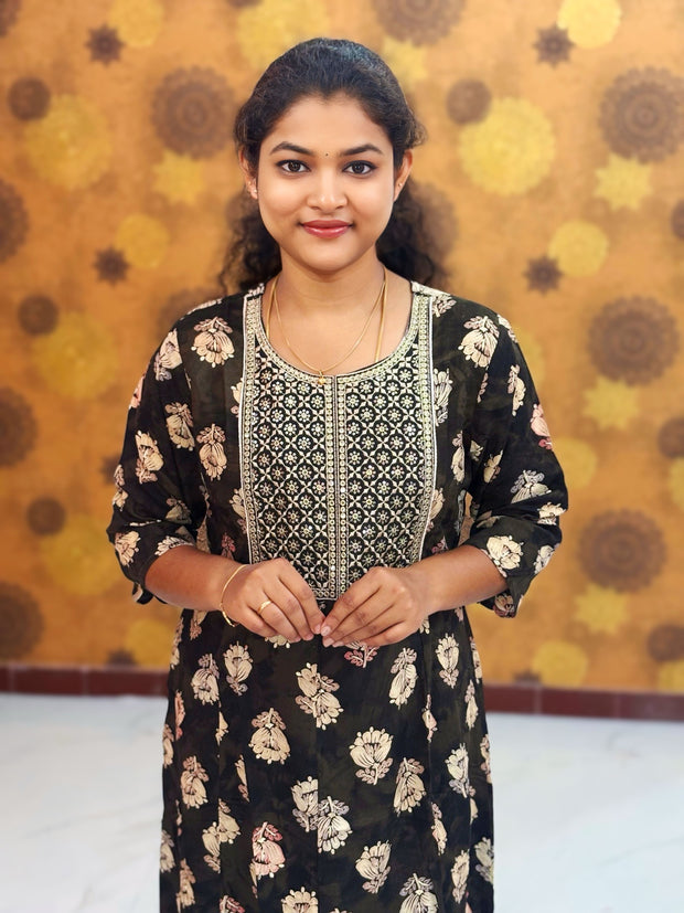 Embroidery Yoke pattern Long Umbrella Kurtis - Max 0011