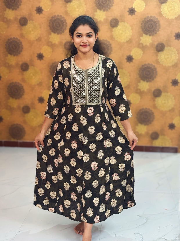 Embroidery Yoke pattern Long Umbrella Kurtis - Max 0011