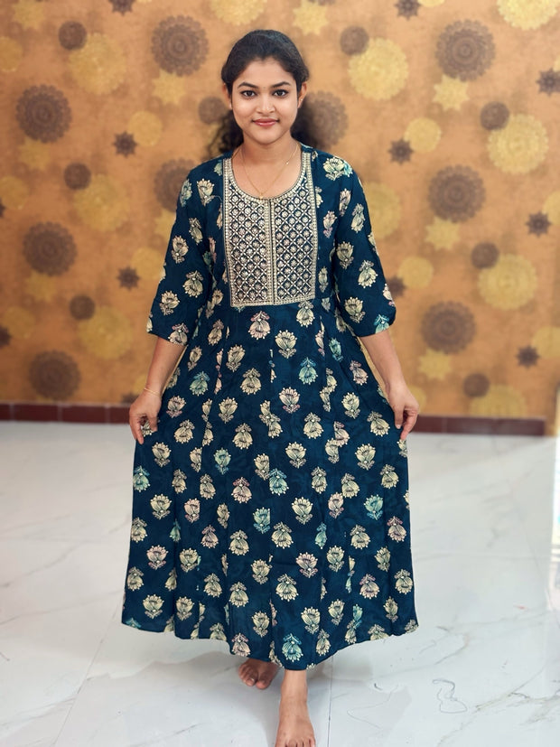 Embroidery Yoke pattern Long Umbrella Kurtis - Max 0012