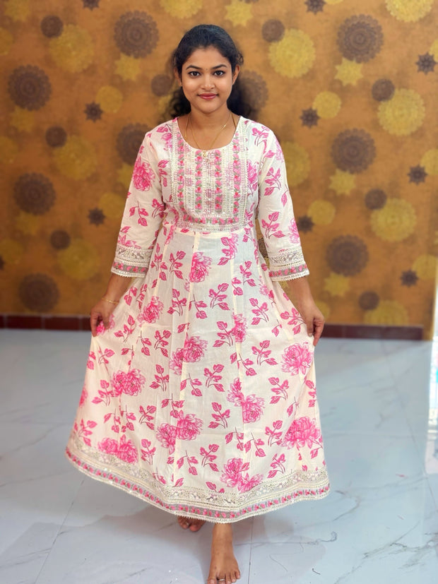 Embroidery Yoke pattern Long Umbrella Kurtis - Max 0013