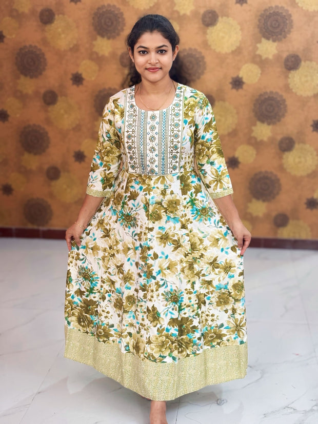 Embroidery Yoke pattern Long Umbrella Kurtis - Max 0014