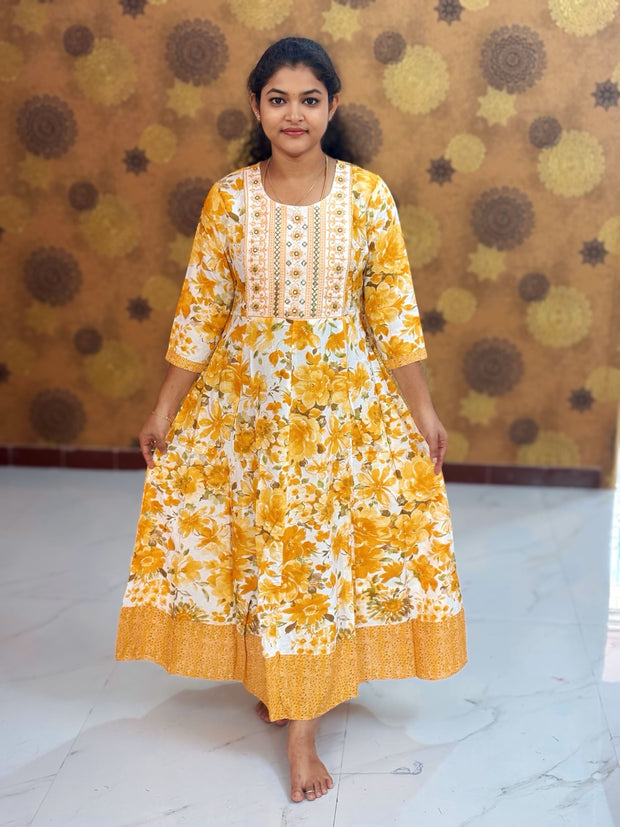 Embroidery Yoke pattern Long Umbrella Kurtis - Max 0015