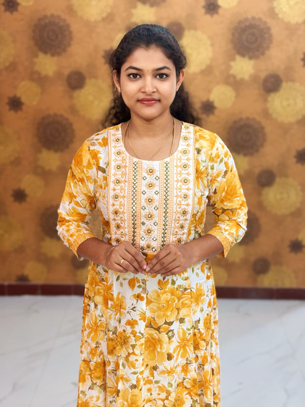 Embroidery Yoke pattern Long Umbrella Kurtis - Max 0015