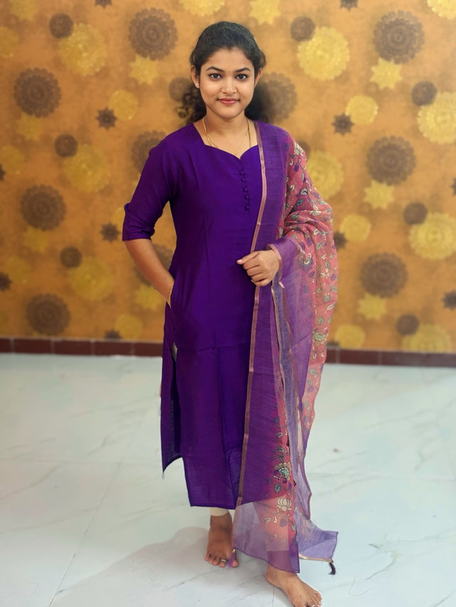 Vatican Silk Top & Kalamkari Dupatta - VAK 1150