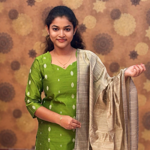 Premium Raw Silk Salwar Set with Lining & Silk Dupatta - RSK 1135