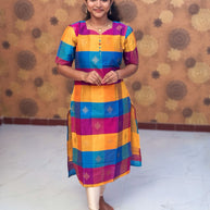 Paazhum Pazhamum Multi Check Butta Raw Silk Kurti with Lining - RSK 0019