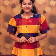 Paazhum Pazhamum Multi Check Butta Raw Silk Kurti with Lining - RSK 0024