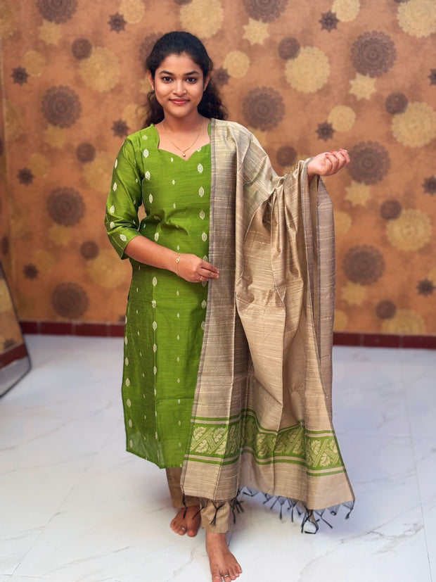 Premium Raw Silk Salwar Set with Lining & Silk Dupatta - RSK 1135