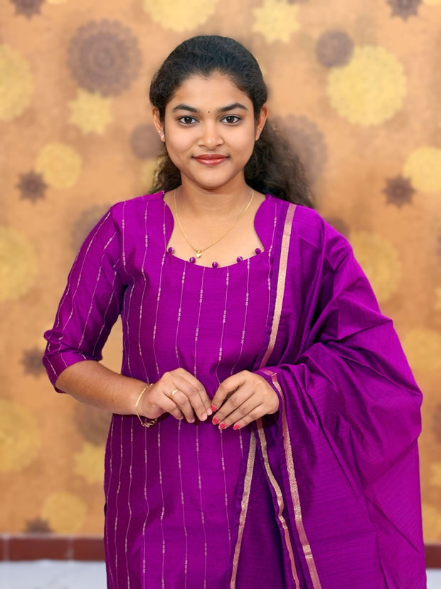 Premium Raw Silk Salwar Set with Lining & Silk Dupatta - RSK 1140