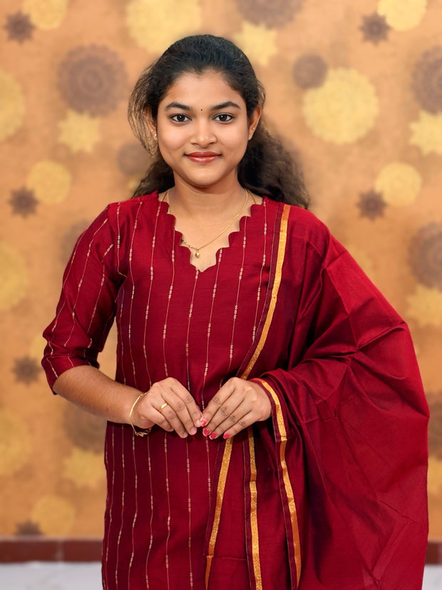 Premium Raw Silk Salwar Set with Lining & Silk Dupatta - RSK 1141