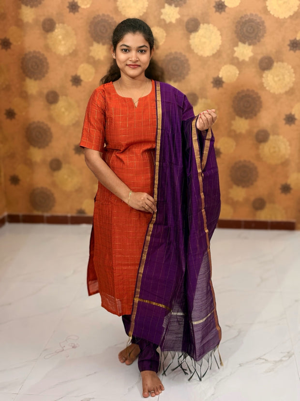 Premium Raw Silk Salwar Set with Lining & Silk Dupatta - RSK 1137