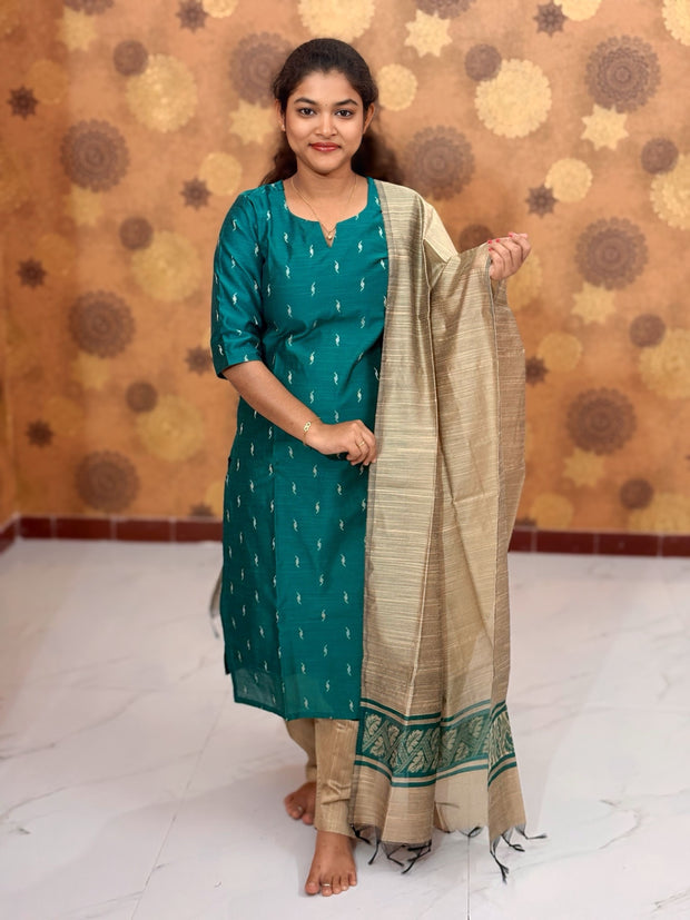 Premium Raw Silk Salwar Set with Lining & Silk Dupatta - RSK 1139