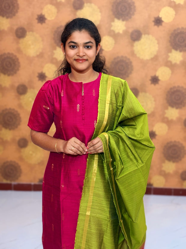 Premium Raw Silk Salwar Set with Lining & Silk Dupatta - RSK 1142