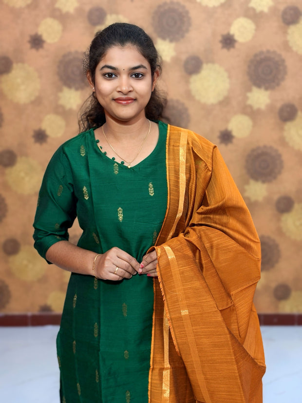 Premium Raw Silk Salwar Set with Lining & Silk Dupatta - RSK 1143