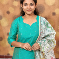 Premium Butter Silk Salwar Set with Lining & Kalamkari Dupatta - PCR 1152