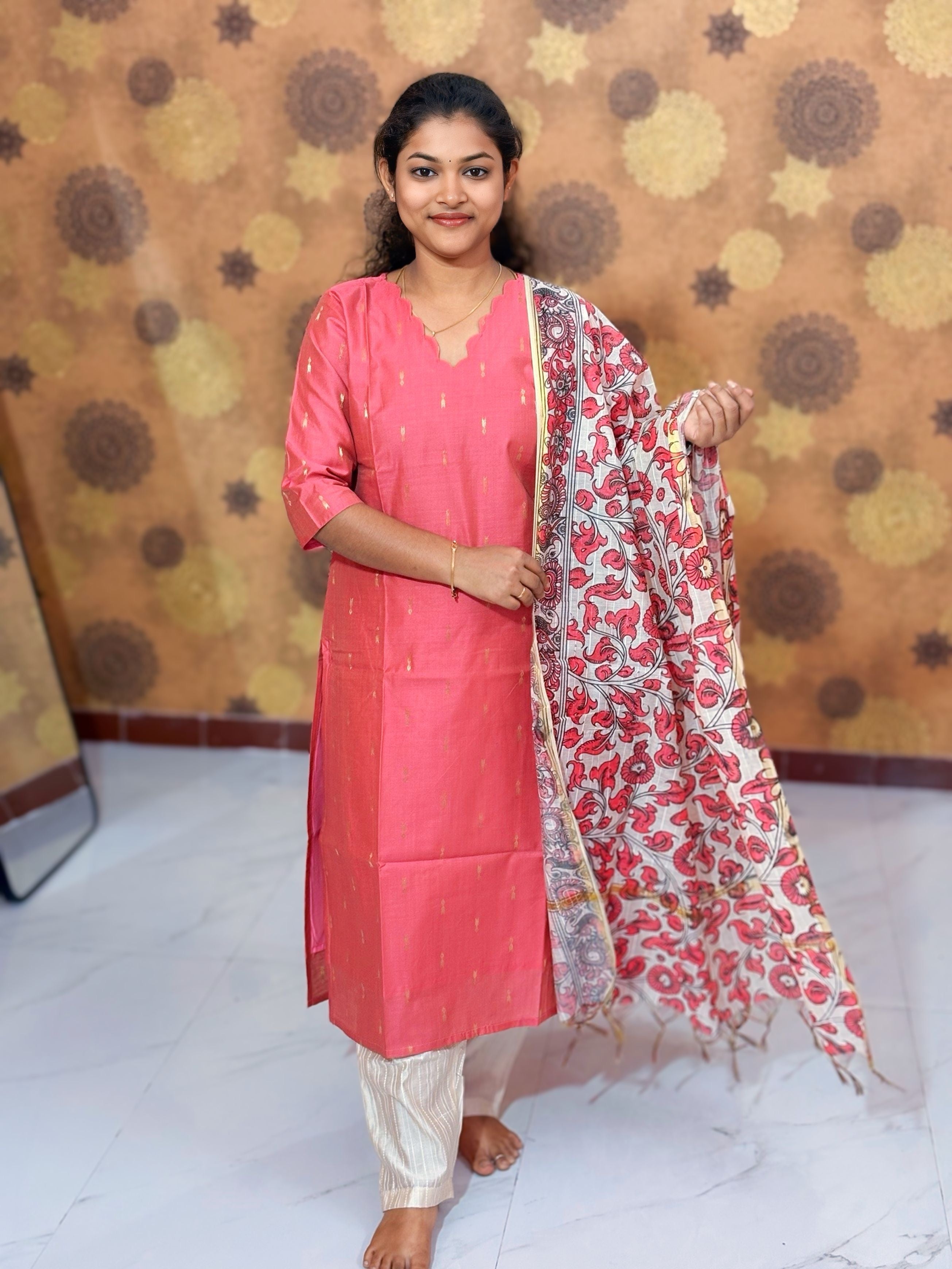 Premium Butter Silk Salwar Set with Lining & Kalamkari Dupatta - PCR 1151