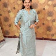 Premium Butter Silk Salwar Set with Lining & Kalamkari Dupatta - PCR 1153