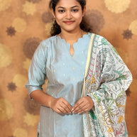 Premium Butter Silk Salwar Set with Lining & Kalamkari Dupatta - PCR 1153